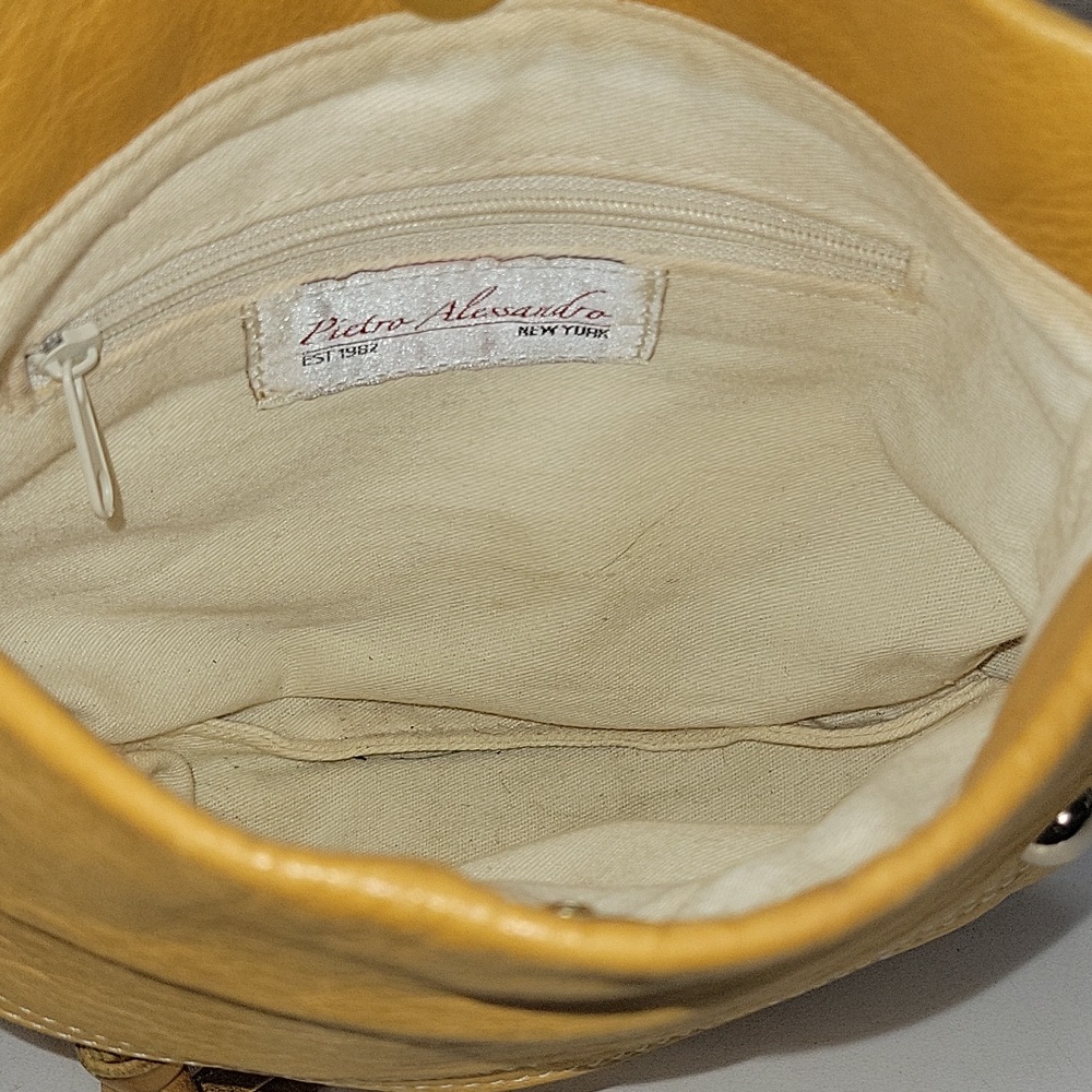 Pietro Alessandro Yellow Leather Handbag Purse Clutch Bag - Picture 11 of 12